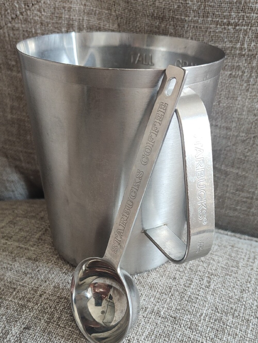 Starbucks Stainless Steel Pitcher and Coffee Scoop - Silver